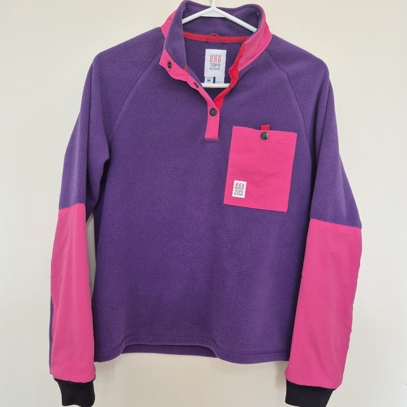 Topo Designs Women’s Polartec Purple & Pink Fleece Pullover - Size M - Picture 1 of 5
